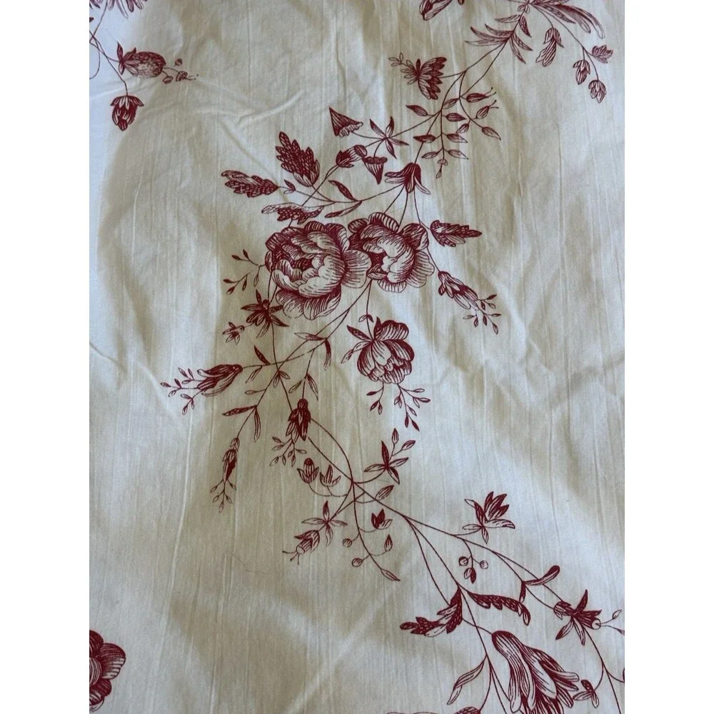 IKEA Maroon Floral Duvet Cover 81x78 With Tie Closures 100% Cotton